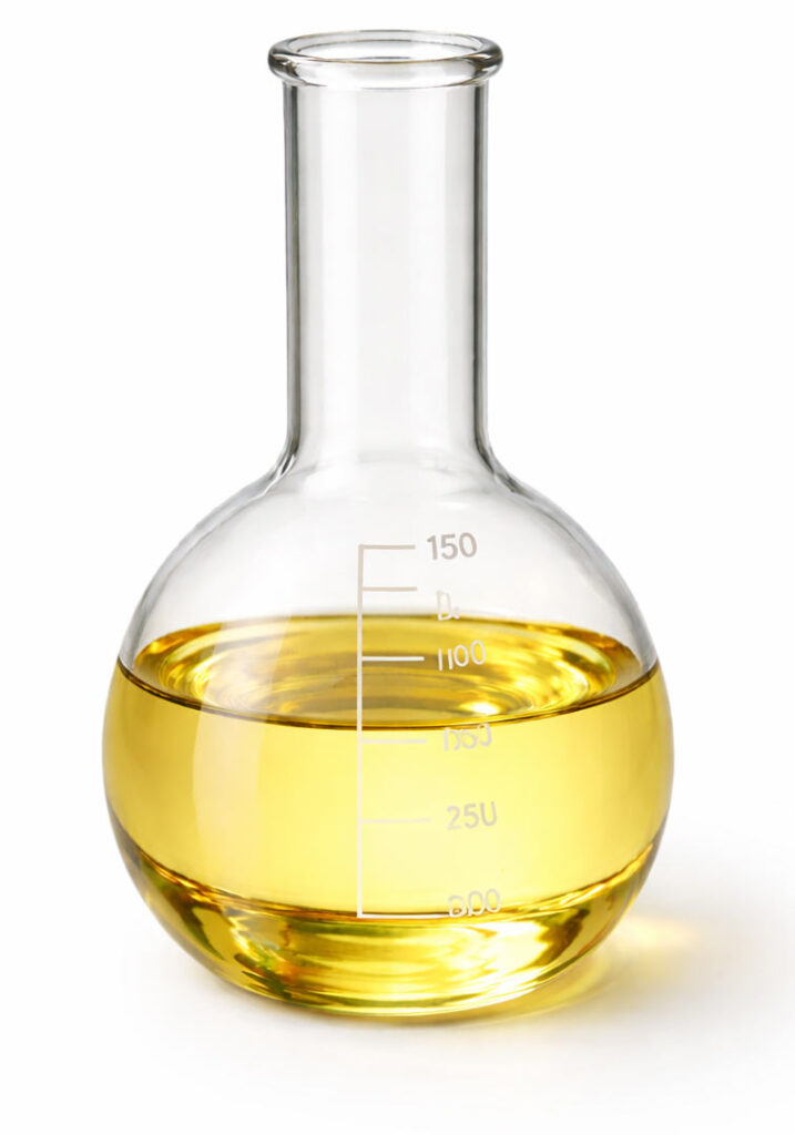 beaker filled with grape seed oil