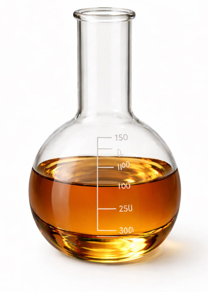 beaker filled with sweet almond oil