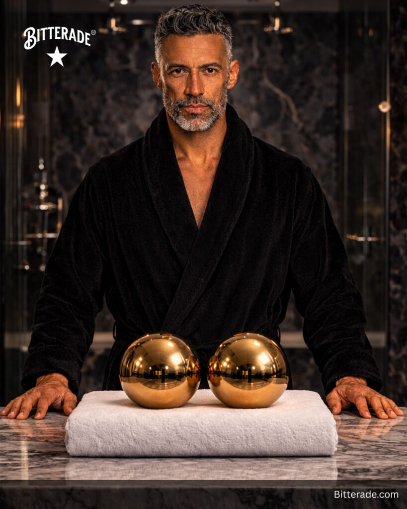 man in a black bath robe