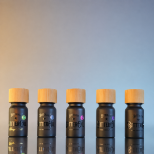 5 essential oil bottles