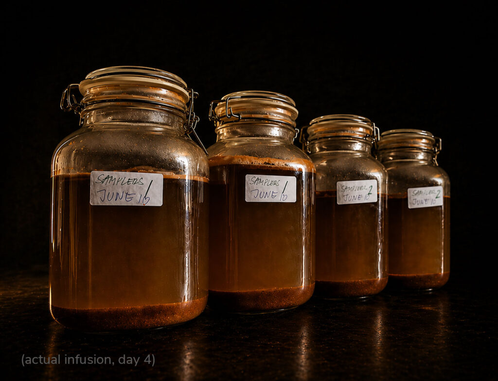 4 mason jars filled with oil